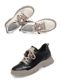 Women's Spring Lace-up Non-slip Leather Sneaker for Trekking and Leisure
