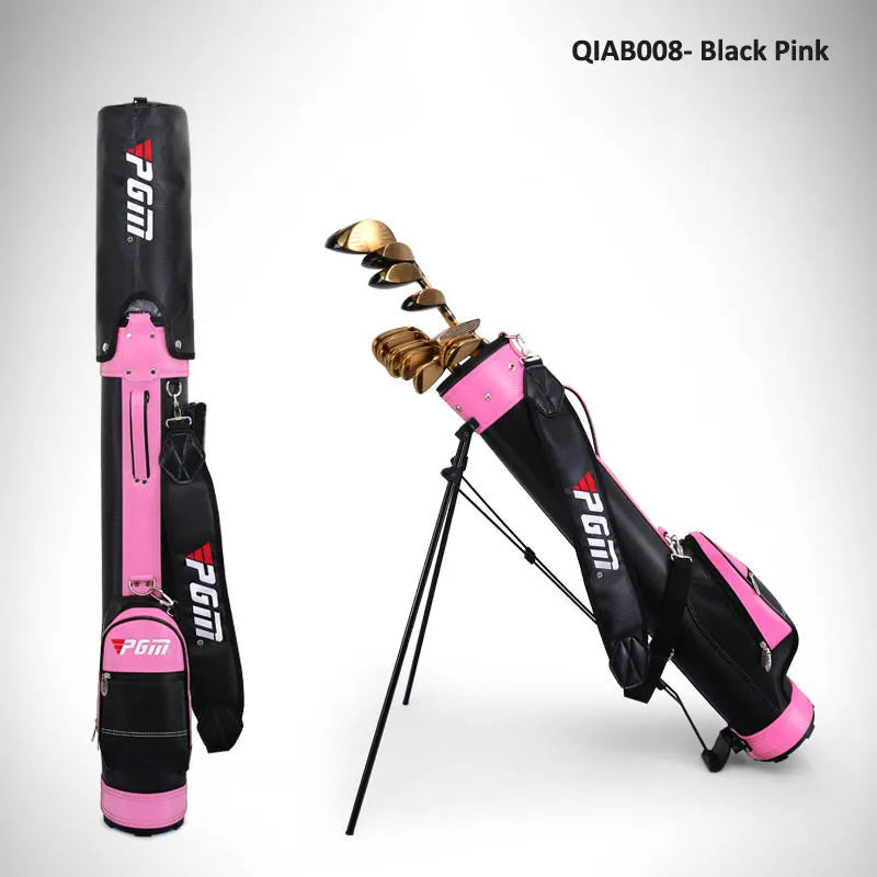 Golf Rack Bag with Bracket for Unisex, Holds 9 Clubs, PU Material, 6 Colors