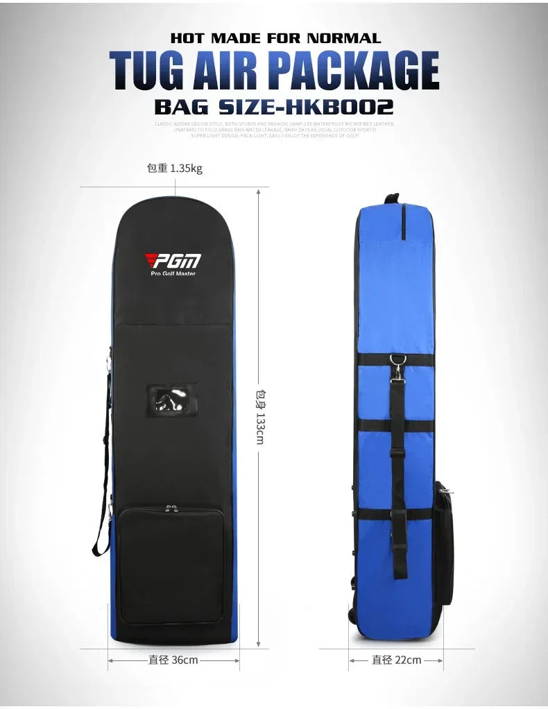 Nylon Single Layer Foldable Golf Aviation Bag with Pulley in Black