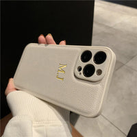 Personalized Leather Phone Case with Engraved Initials