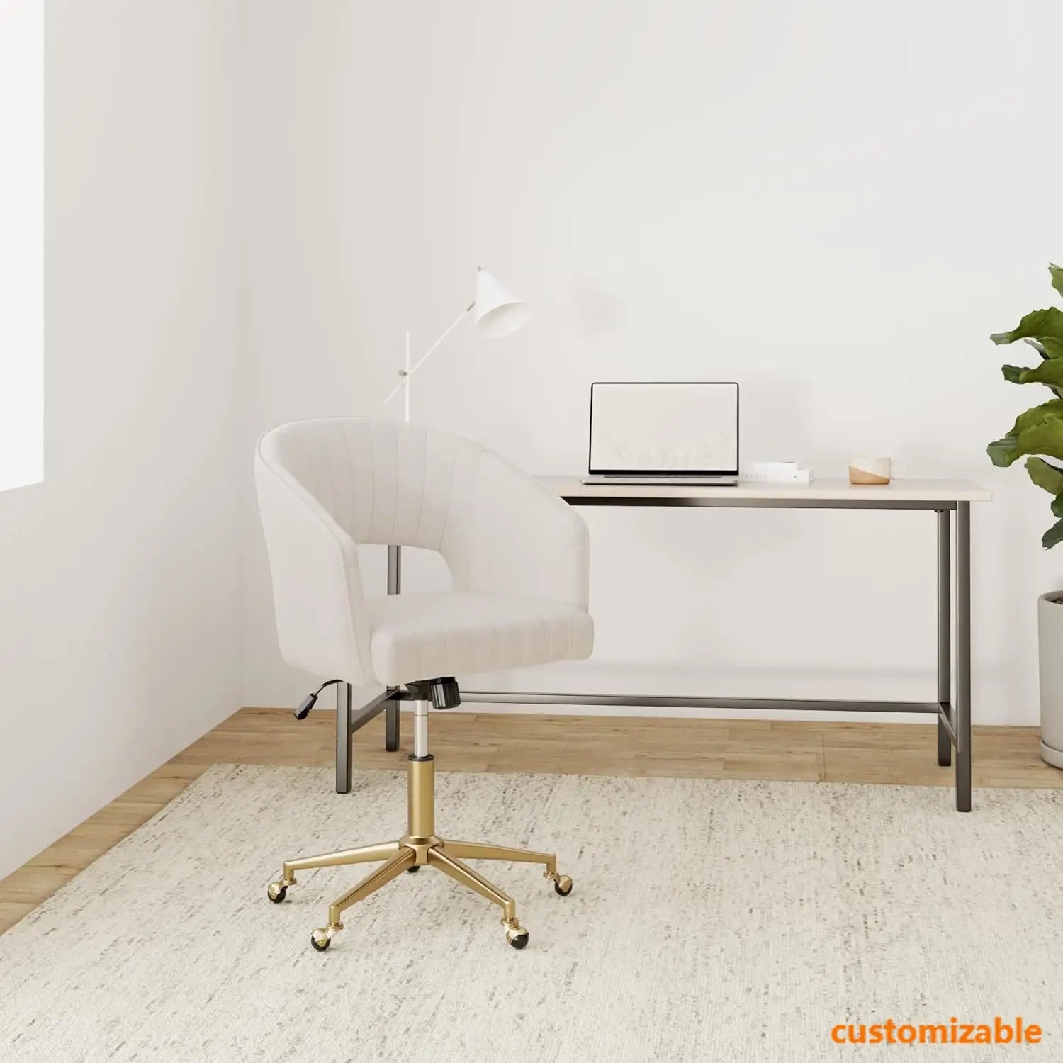 Velvet Office Desk Chair, Upholstered Home Office Desk Chairs with Adjustable Swivel Wheels, Ergonomic Office Chair - Buy online at  Vibe In Cart.