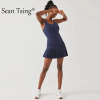 Sean Tsing® Golf Dresses with Safety Pants Women Sleeveless Zipper Sport Dress for Tennis Badminton Baseball Athletic Outfits
