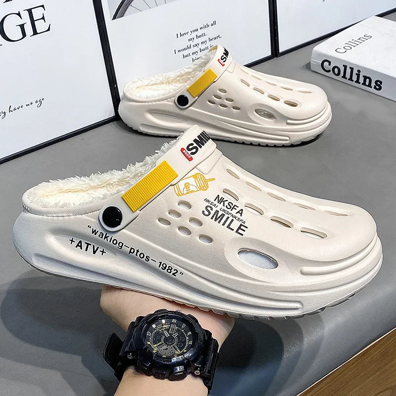 Winter Men Slippers Warm Furry Garden Shoes Soft Indoor Home Cotton Shoe EVA Plush Slides Casual Outdoor Comfortable Fur Clogs - Buy online at  Vibe In Cart.