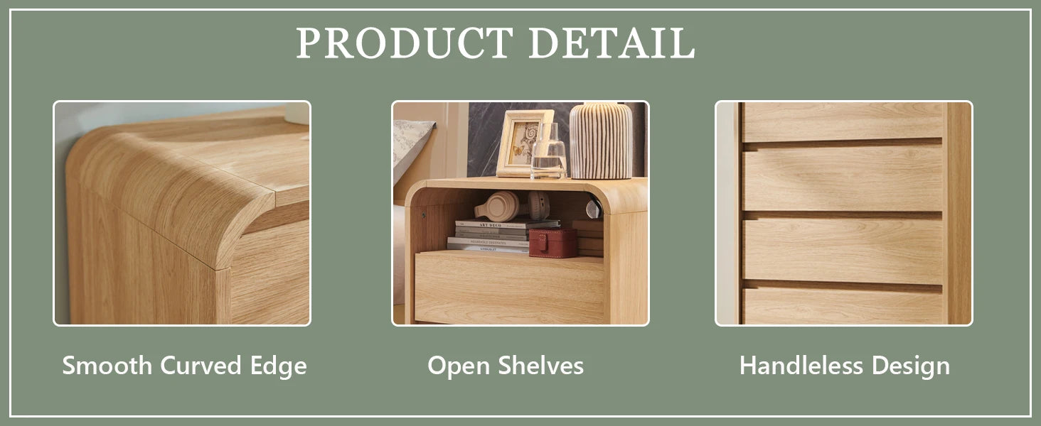 25" Tall Modern Nightstand with Charging Station, 23.6'' Wide Wood Bedside Table w/2 Storage Drawers,for Bedroom, Living Room - Buy online at  Vibe In Cart.