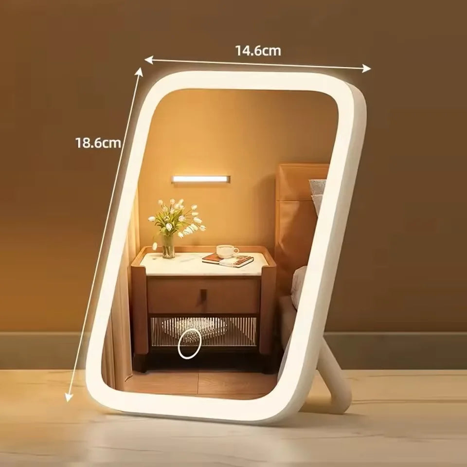 LED Makeup Mirror, 3-Color Light, 360° Rotatable, Touch Control, USB Powered, Tabletop Vanity Mirror for Bedroom Bathroom Travel - Buy online at  Vibe In Cart.