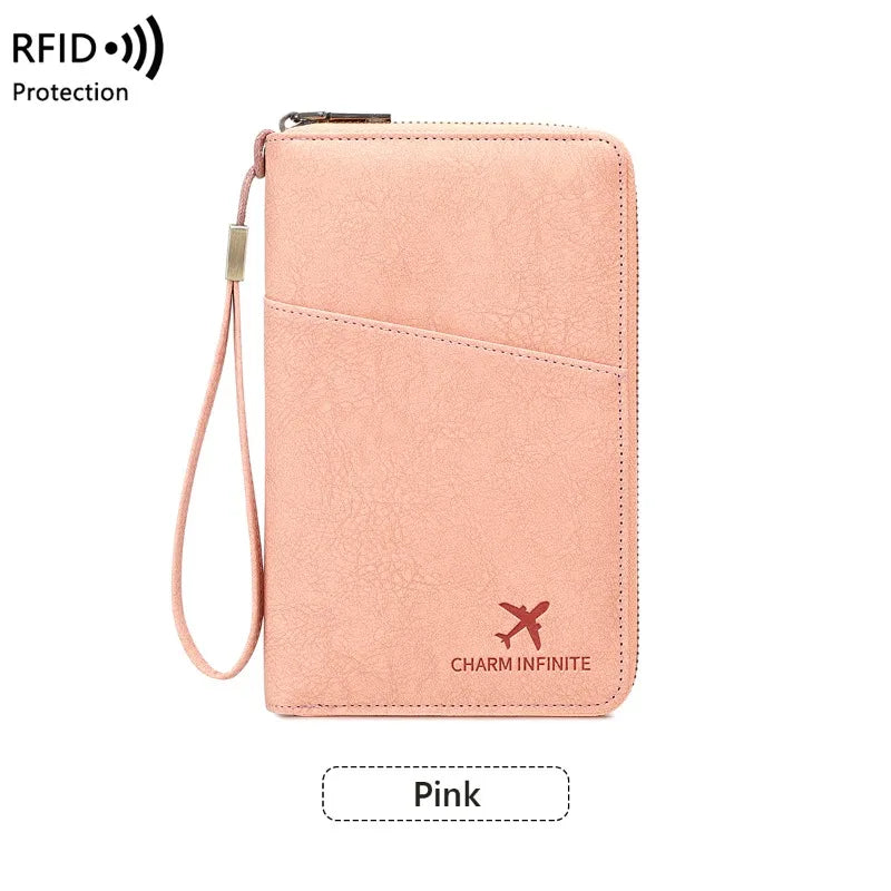 RFID Blocking Polyurethane Passport Holder with Zipper