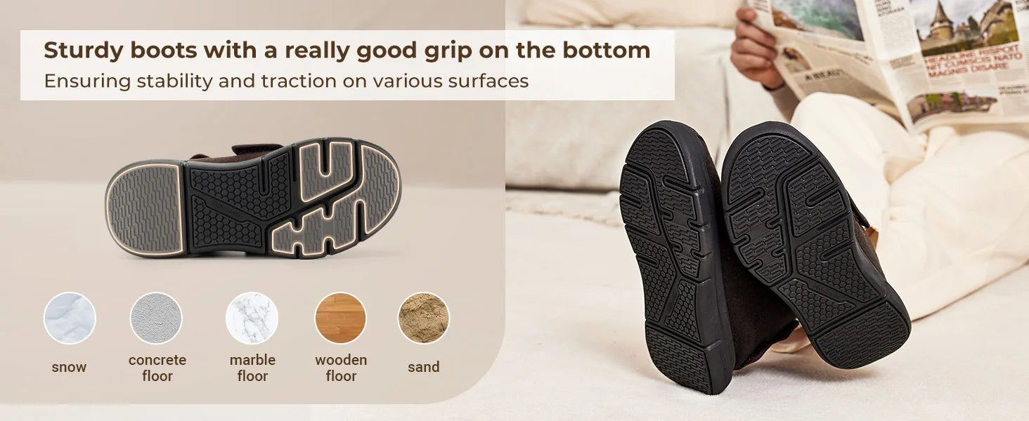 FitVille Wide Diabetic Winter Boots For Men Fully Adjustable Straps Men‘S Snow Boots Wide Neuropathy With Warm Fur Lining - Buy online at  Vibe In Cart.