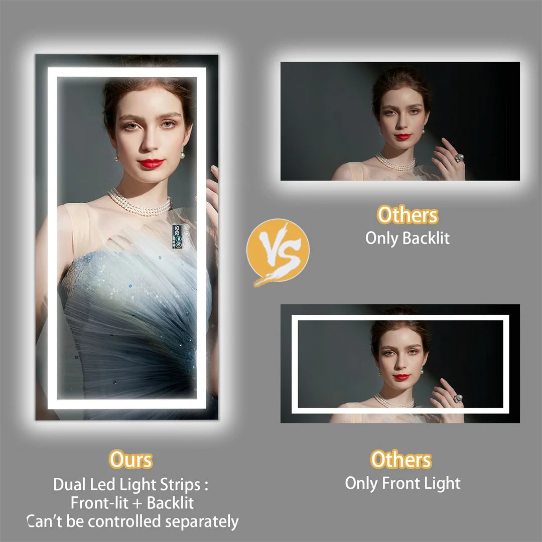 LUVODI Large Illuminated Bluetooth Bathroom Mirror Rectangle Anti-fog LED Bathroom Vanity Mirror with Bluetooth Speaker 3 Color - Buy online at  Vibe In Cart.