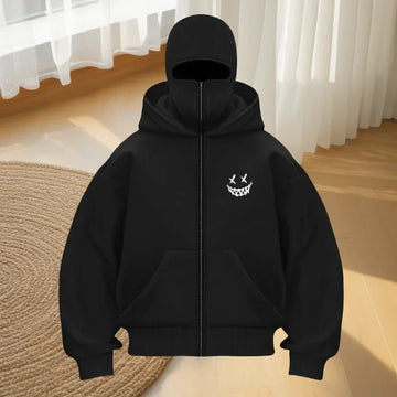 Men's fashion fitness street designer hoodie, autumn and winter fashion casual zipper hoodie, loose masked sweatshirt - Buy online at  Vibe In Cart.