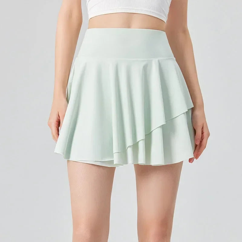 Women's High-Waisted Pleated Athletic Skort with Sun Protection