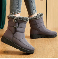 Women's Mid-Calf Snow Boots with Low Wedge Heel and Plush Insole