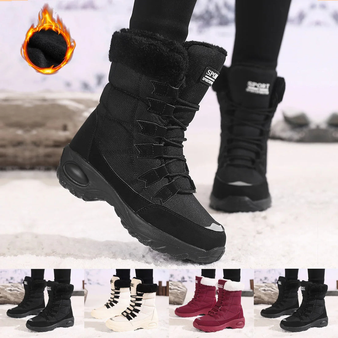New Winter Women Boots High Quality Warm Snow Boots Lace-up Comfortable Ankle Boots Outdoor Waterproof Hiking Boots Size 36-43 - Buy online at  Vibe In Cart.