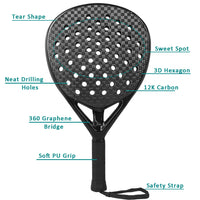 3K/12K Carbon Fiber Professional Tennis Padel Racket for Men Rough Surface with Eva Soft Memory Foam Core for Training - Buy online at  Vibe In Cart.