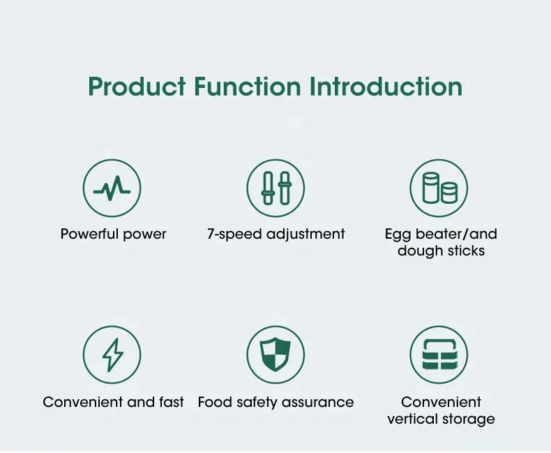 Handheld 7 Speed Automatic Electric Mixer Multi Functional for Food Egg Cream Cake Dough Mixing Baking Kitchen Home Use - Buy online at  Vibe In Cart.