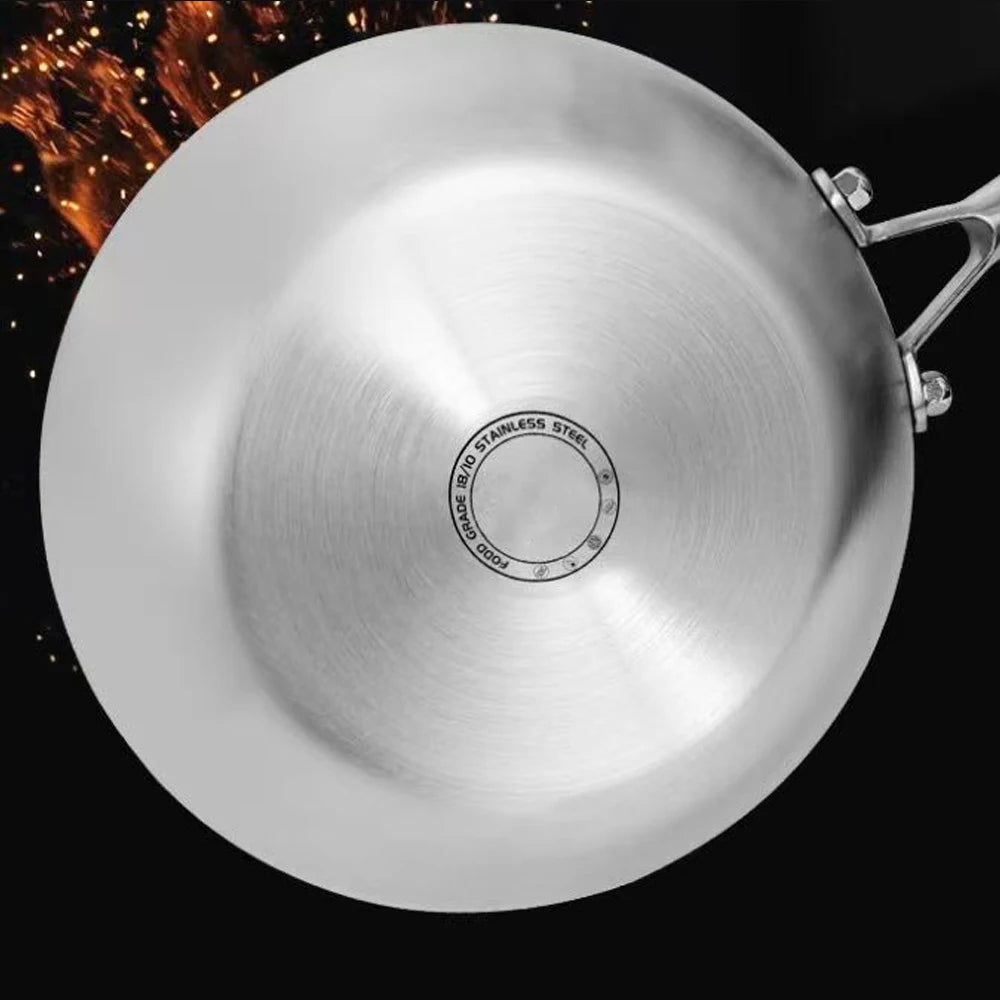 316 Stainless Steel Frying Pan Wok NonStick Pan Fried Steak Pot Uncoated Kitchen Cookware For Gas Stove and Induction Cooker Wok - Buy online at  Vibe In Cart.