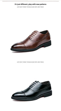 Black Pointed Toe Oxford Shoes Large Size PU Upper Rubber Sole