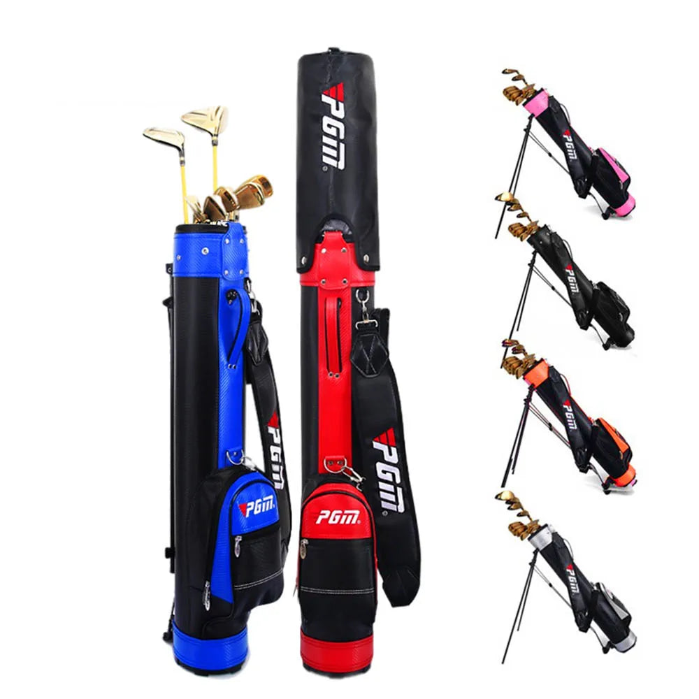 Golf Rack Bag with Bracket for Unisex, Holds 9 Clubs, PU Material, 6 Colors