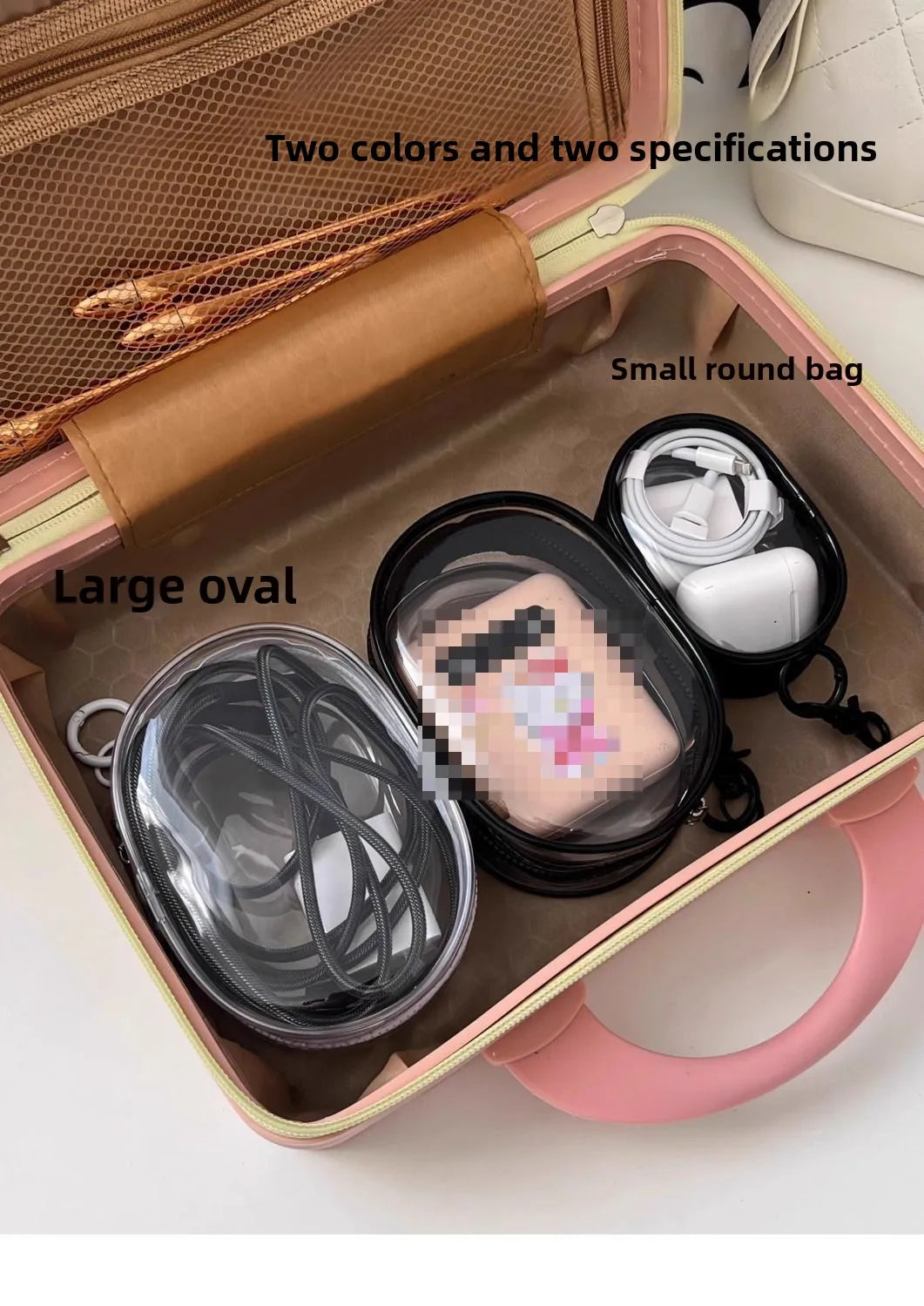 Black Transparent Portable Cable Organizer Bag for Travel Accessories