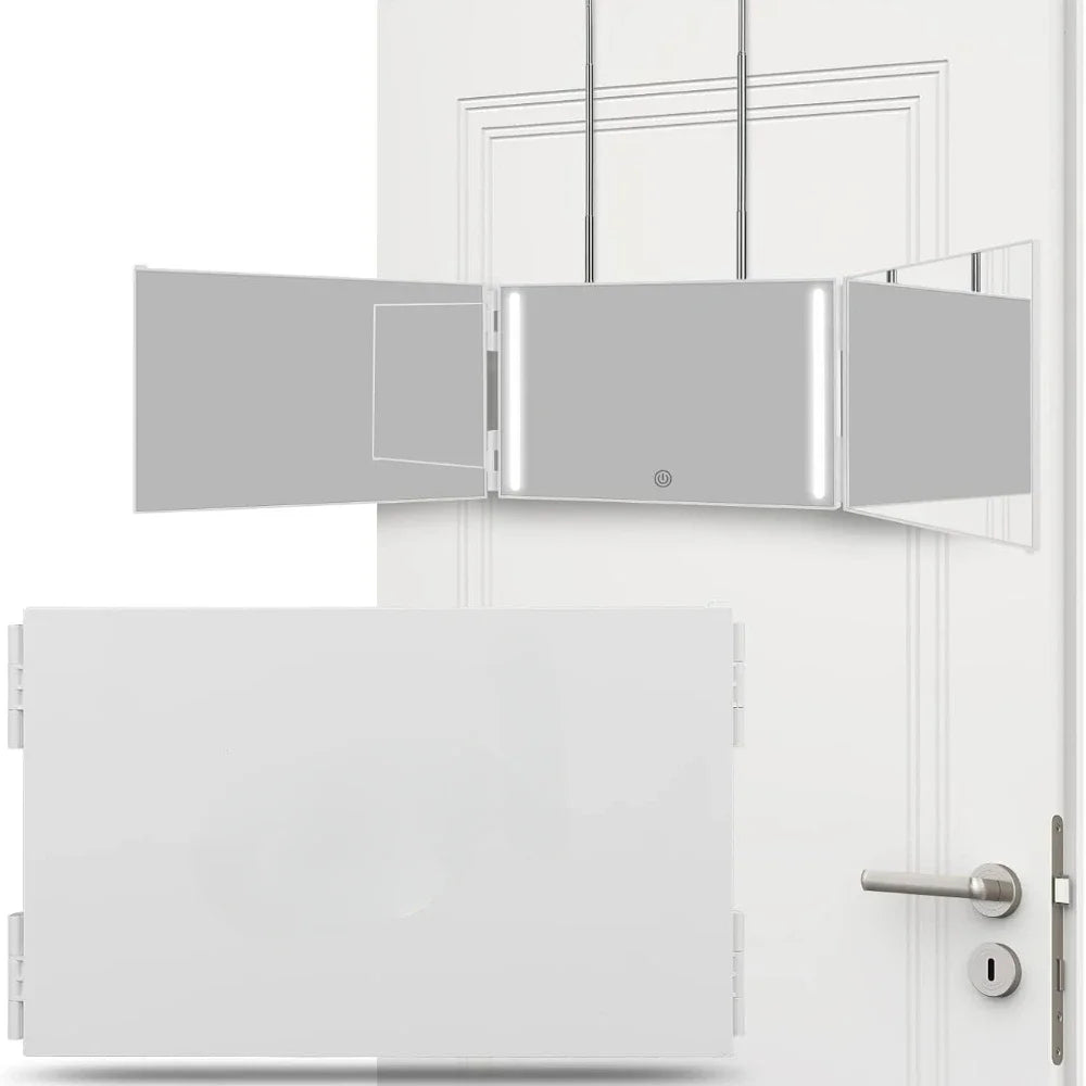 LED Lights 3 Way Mirror for Self Hair Cutting Rechargeable 360° Mirror with Self Haircut Mirror with Height Adjustable Hooks - Buy online at  Vibe In Cart.