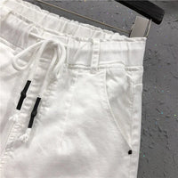 Women's White Straight Cotton Polyester Jeans Full Length