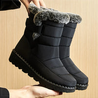 Women's Mid-Calf Snow Boots with Low Wedge Heel and Plush Insole