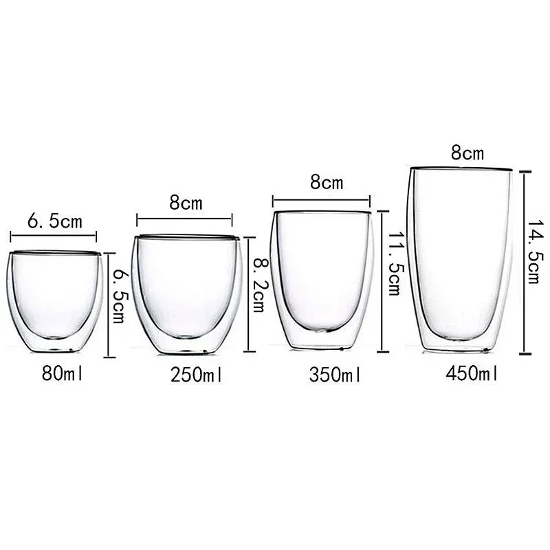 2-18PCS Double Wall High Borosilicate Glass Mug Heat Resistant Tea Milk Juice Coffee Water Cup Bar Drinkware Gift Creativity Set - Buy online at  Vibe In Cart.