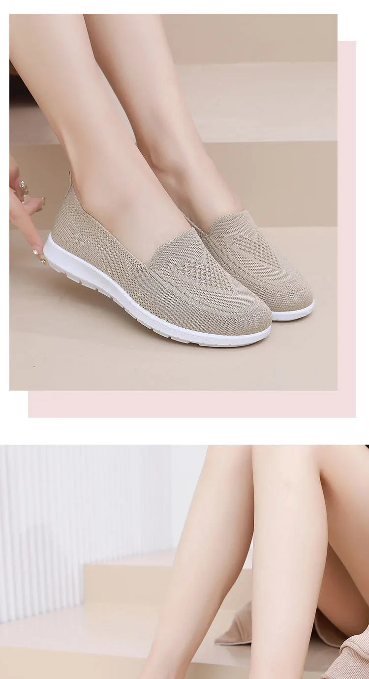 Women's Casual Slip-On Loafer Flats with Breathable Mesh and Hollow Design