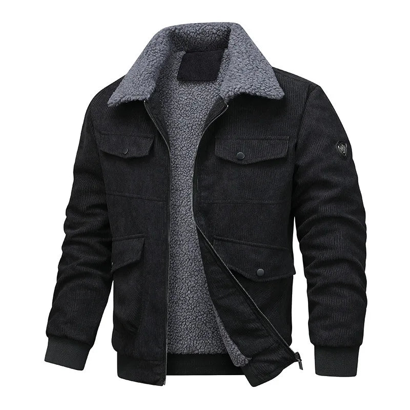 Winter Man Plush Jacket Thicken Warm Turn Down Collar Male Outerwear Vintage Solid Color Long Sleeve Comfortable Men Coat - Buy online at  Vibe In Cart.