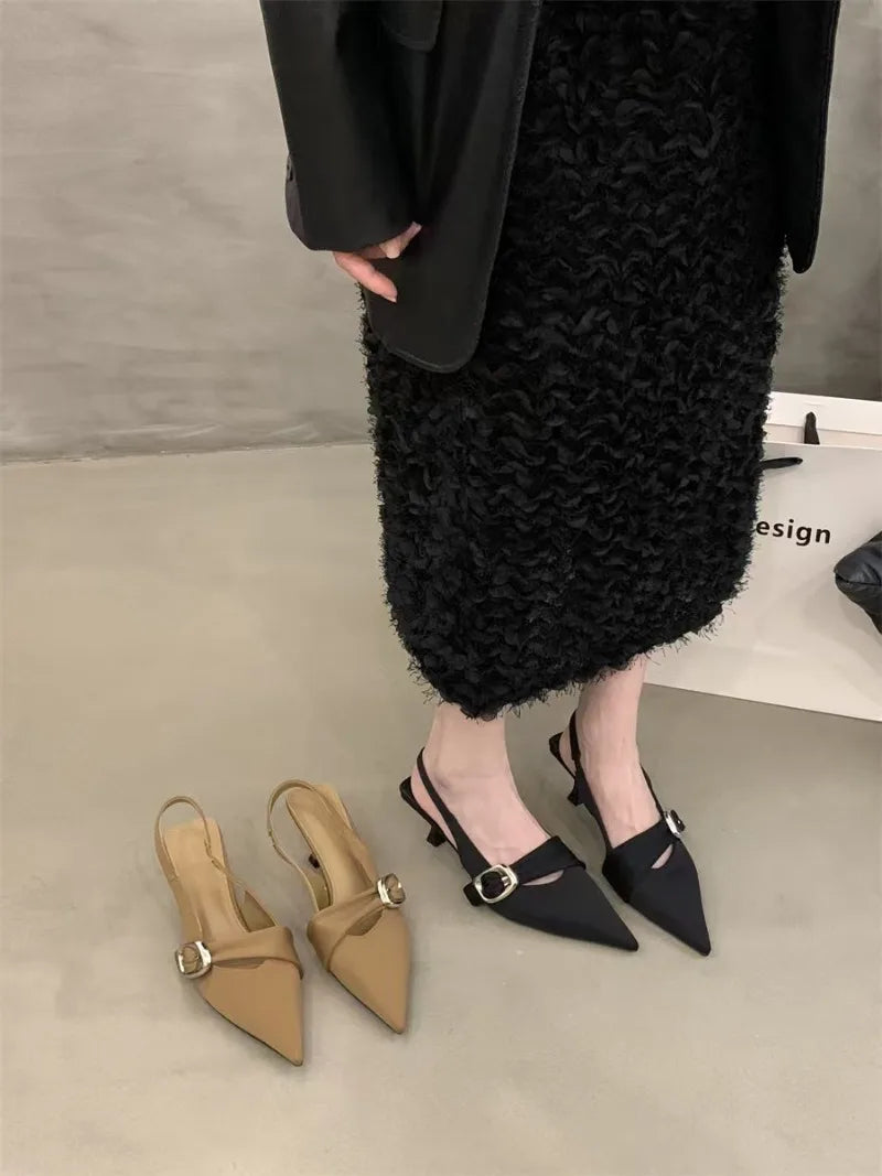 Pointy High Heeled Sandals Women's Buckle Brand Casual Fashion Slippers Sexy Slingback Shoes Sweet Muller Beach Sandals Women - Buy online at  Vibe In Cart.