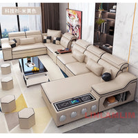 U-Shaped Sectional Sofa with Chaise Lounge, Bluetooth Speakers, and USB Charging Ports