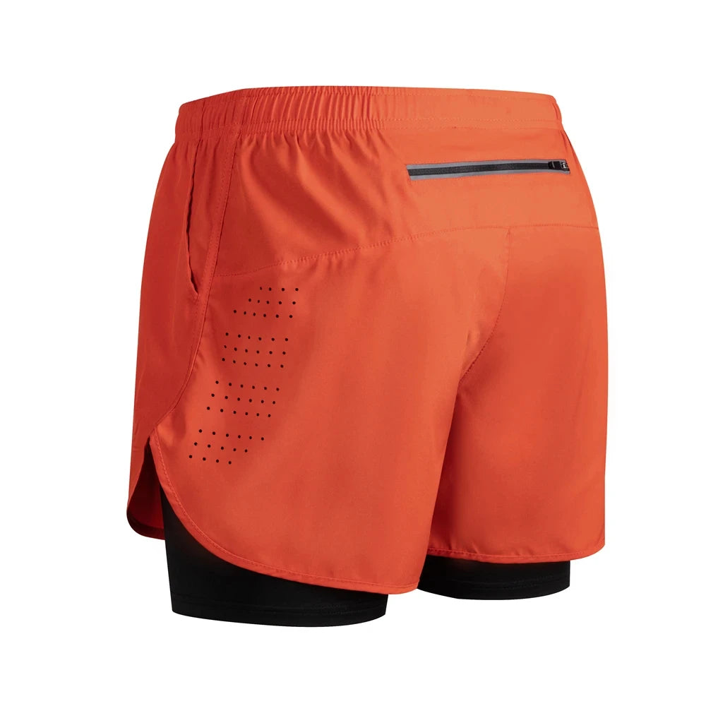 Men's Reflective Quick Drying Polyester Running Shorts With Double Layer