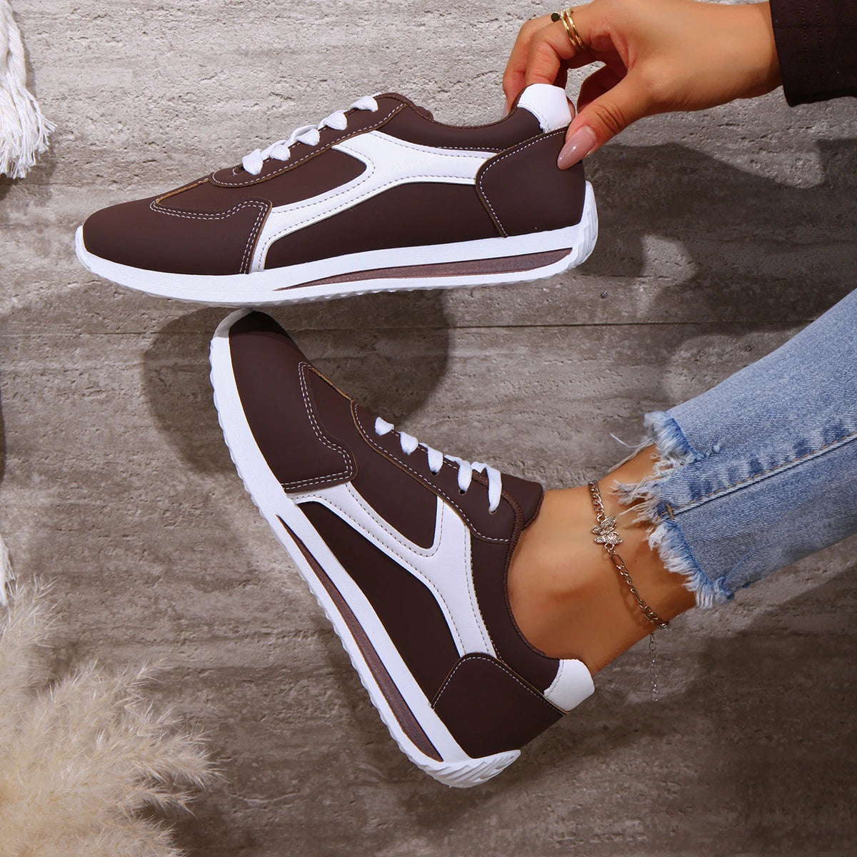 2025 Spring New Women Sneakers Comfortable Outdoor Fashion Versatile Flat Casual Sneakers Lace Up Women Sports Shoes Plus Size - Buy online at  Vibe In Cart.