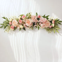 Artificial Pink Rose and Greenery Floral Swag for Wedding Arch