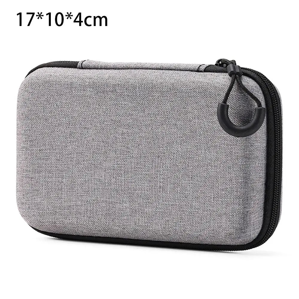Grey Canvas Zipper Storage Bag for Earphones and Accessories