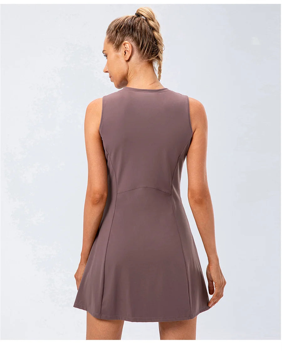 Tennis Dress Women With Separate Shorts Sleeveless Golf Sport Skirts Set with Pockets Training Running Fitness Female Badminton - Buy online at  Vibe In Cart.