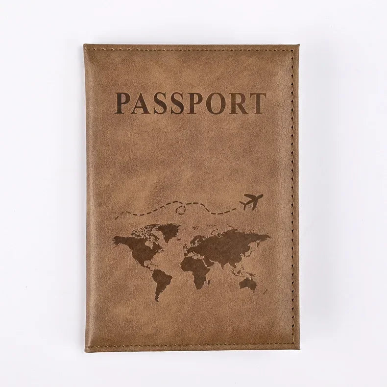 Solid PU Leather Passport Holder Wallet Card Case for Travel