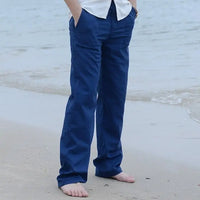 Mens Summer Breathable solid color Casual Pants Loose Straight Leg Cropped Linen Trousers - Buy online at  Vibe In Cart.