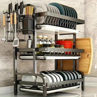 2025 3-Tier Metal Dish Rack Black Large-Capacity Kitchen Countertop Storage Organizer - Buy online at  Vibe In Cart.