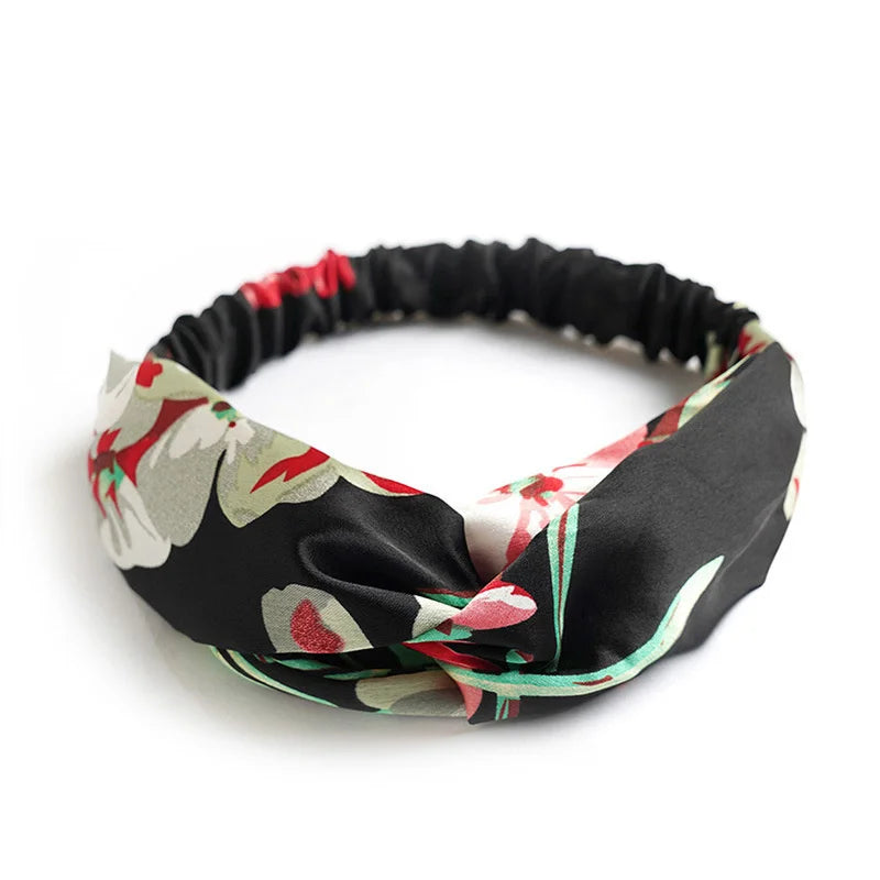 Women's Geometric Acrylic Elastic Headbands with Cross Knot