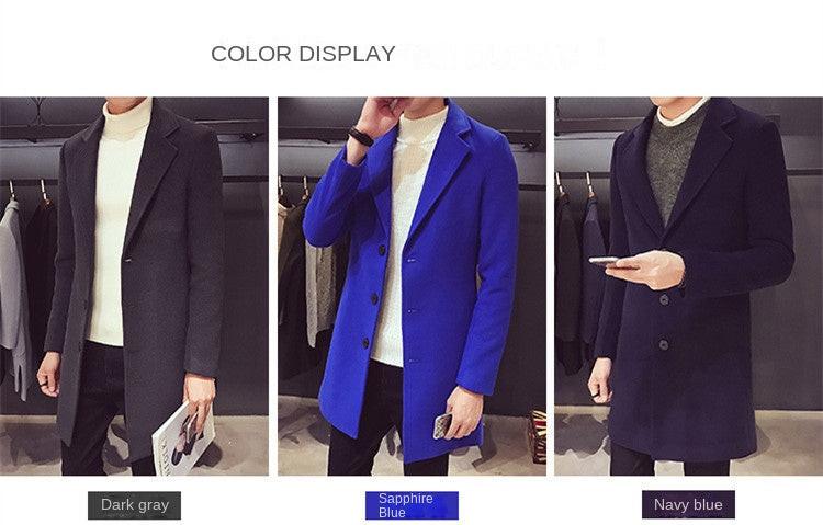 Men Long Cotton Coat 2024 Autumn Winter New Wool Blend Pure Color Casual Business Fashion Slim Windbreaker Jacket Men Clothing - Buy online at  Vibe In Cart.