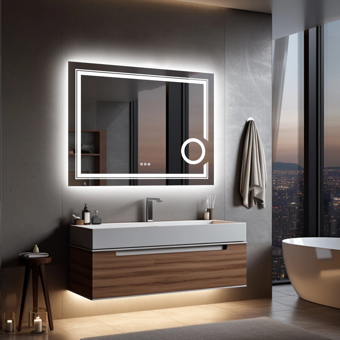LUVODI LED Mirror Bathroom Wall Mounted Magnifying Mirror for Washroom Toilet Shower Vanity Makeup Shaving Mirrors - Buy online at  Vibe In Cart.