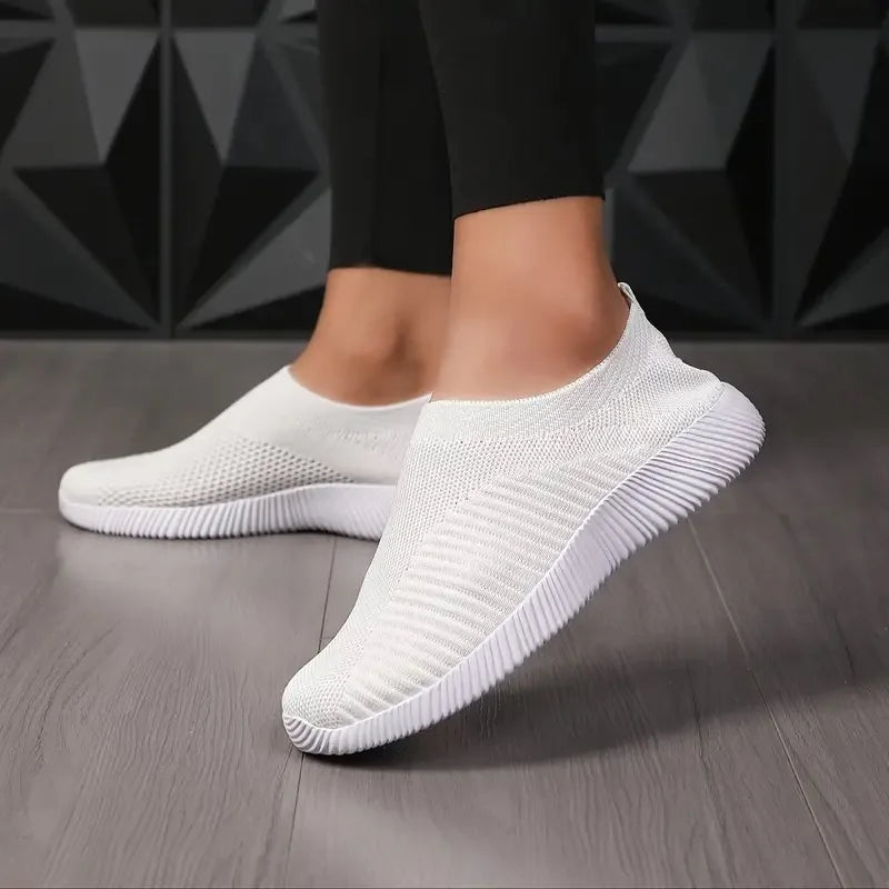 Women's Solid Color Sneakers Breathable Mesh Woven Outdoor Lightweight Low Top Walking Running Sports Socks Shoes - Buy online at  Vibe In Cart.