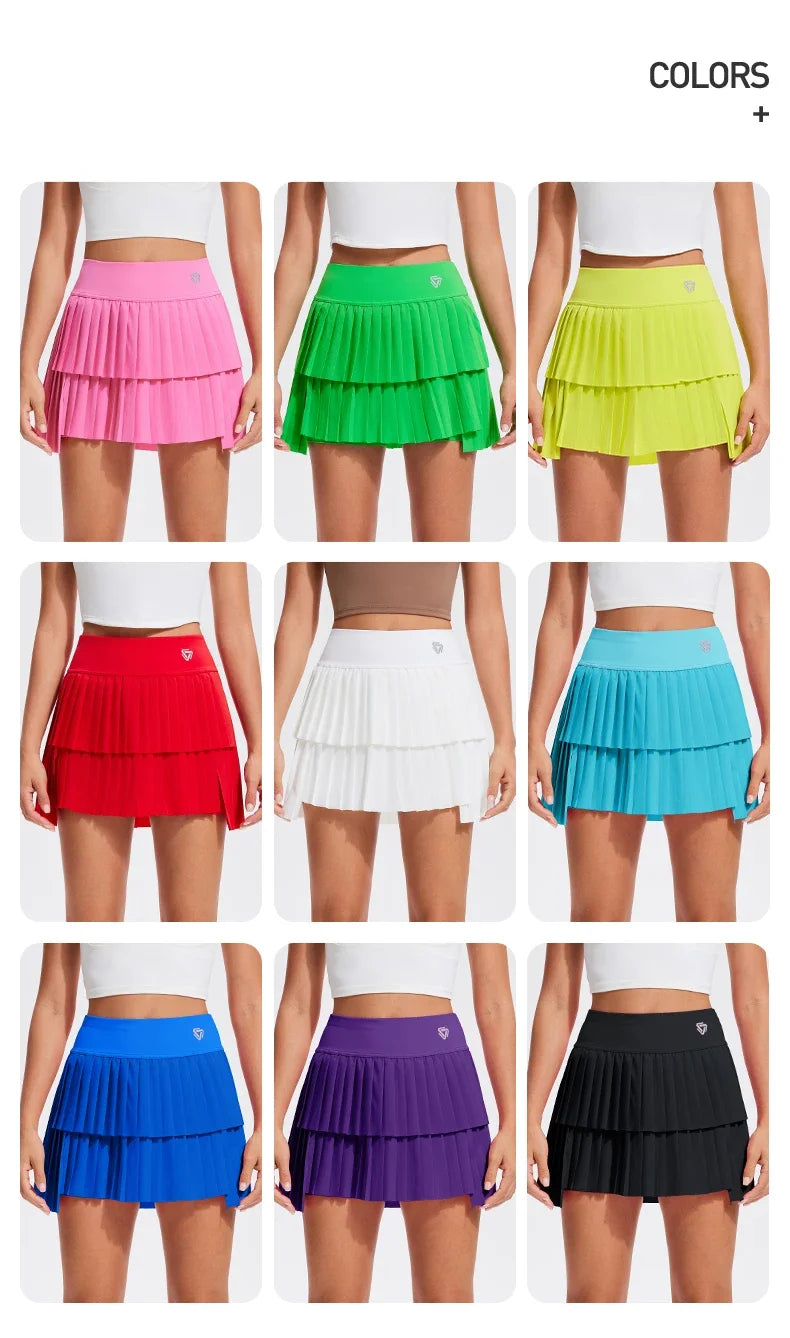 Women Sports Mini Pleated Skirt Golf Tennis Skirts With Pocket Double Layer Gym Fitness Running Yoga Athletic Workout Skort - Buy online at  Vibe In Cart.