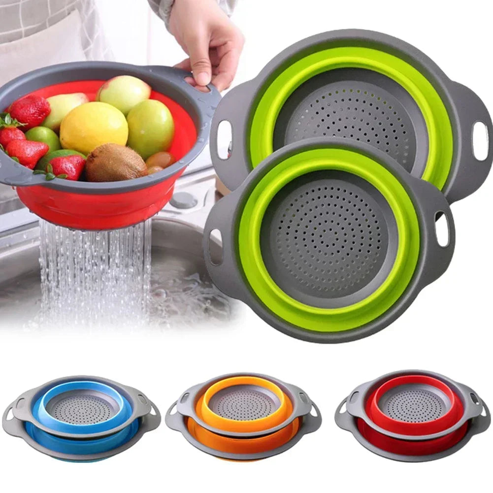 Silicone Folding Drain Basket Fruit Vegetable Washing Basket Foldable Strainer Colander Collapsible Drainer Kitchen Storage Tool - Buy online at  Vibe In Cart.