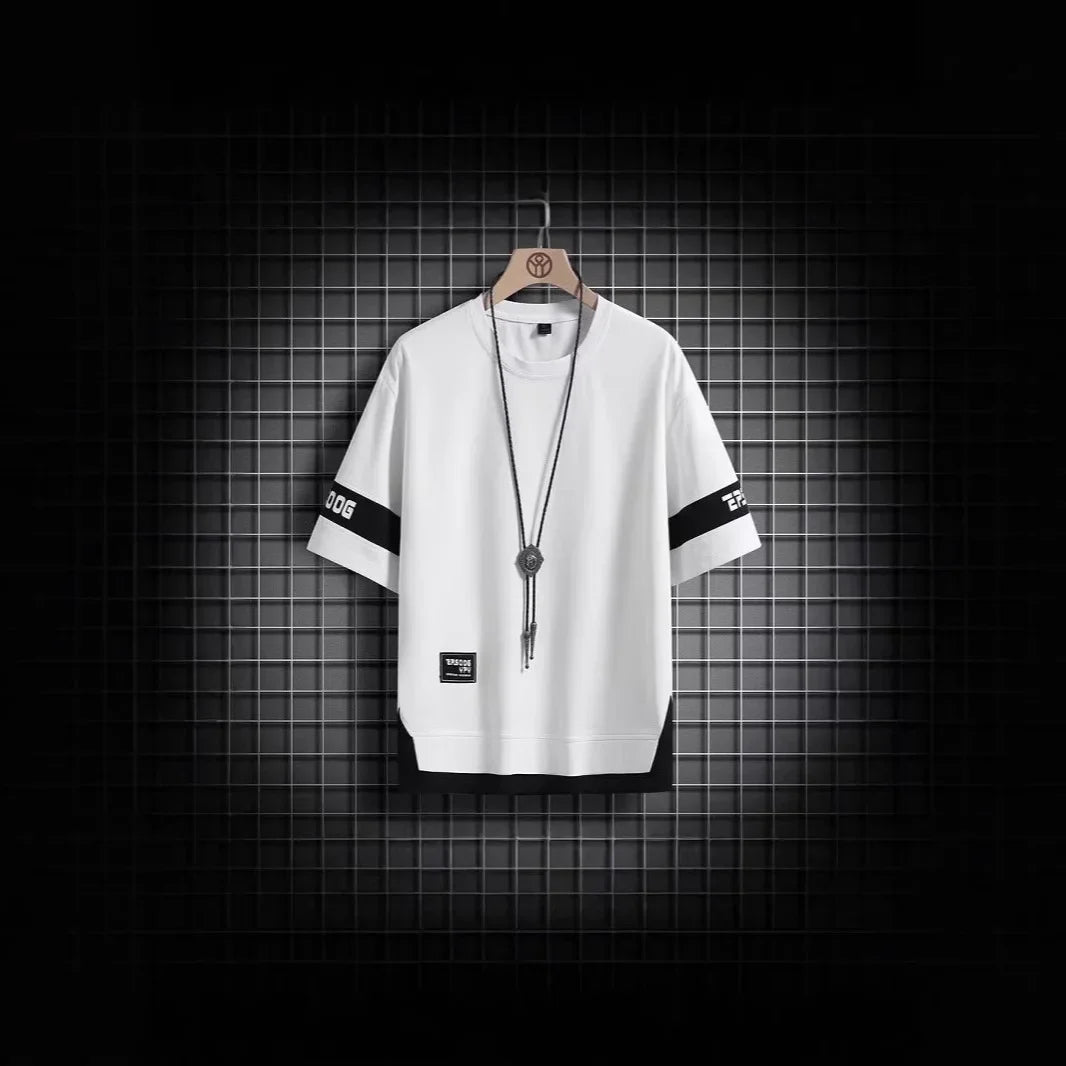 Loose Casual Short Sleeve T-Shirt Crew Neck Half Sleeve Summer New Style for Men Teenager Handsome Fake Two-Piece Top - Buy online at  Vibe In Cart.