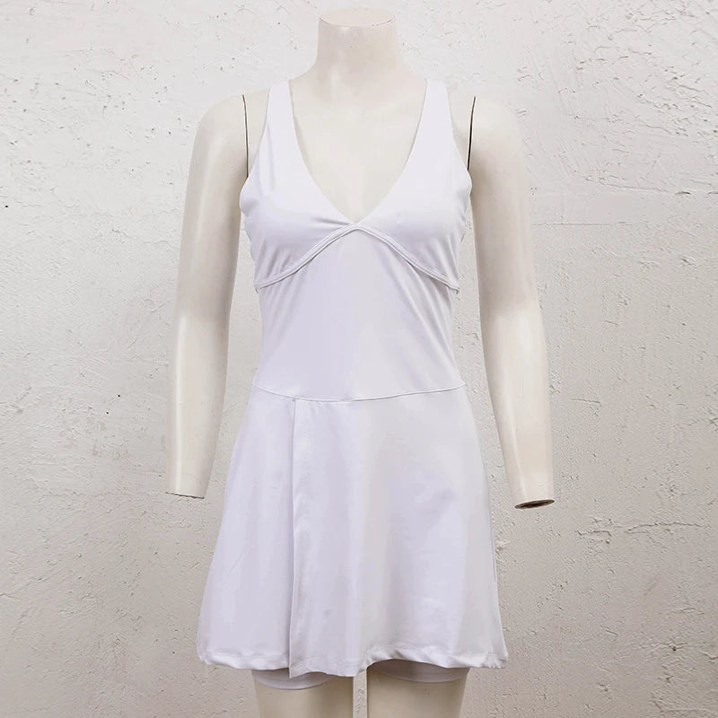 Sean Tsing® Sport Golf Tennis Dresses with Safety Shorts Women Sleeveless Exercise Dress Badminton Volleyball Athletic Outfits