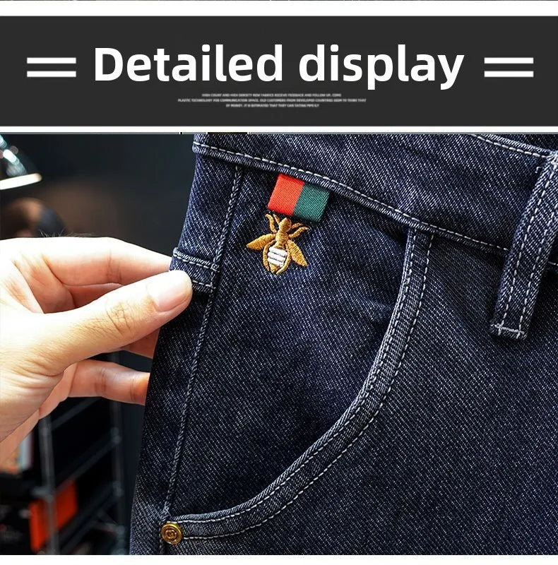 New Fashion winter Autumn Jeans Men's Printed Design Street All-Match Casual Soft Stretch Quality Men's Clothing Skinny Trousers - Buy online at  Vibe In Cart.