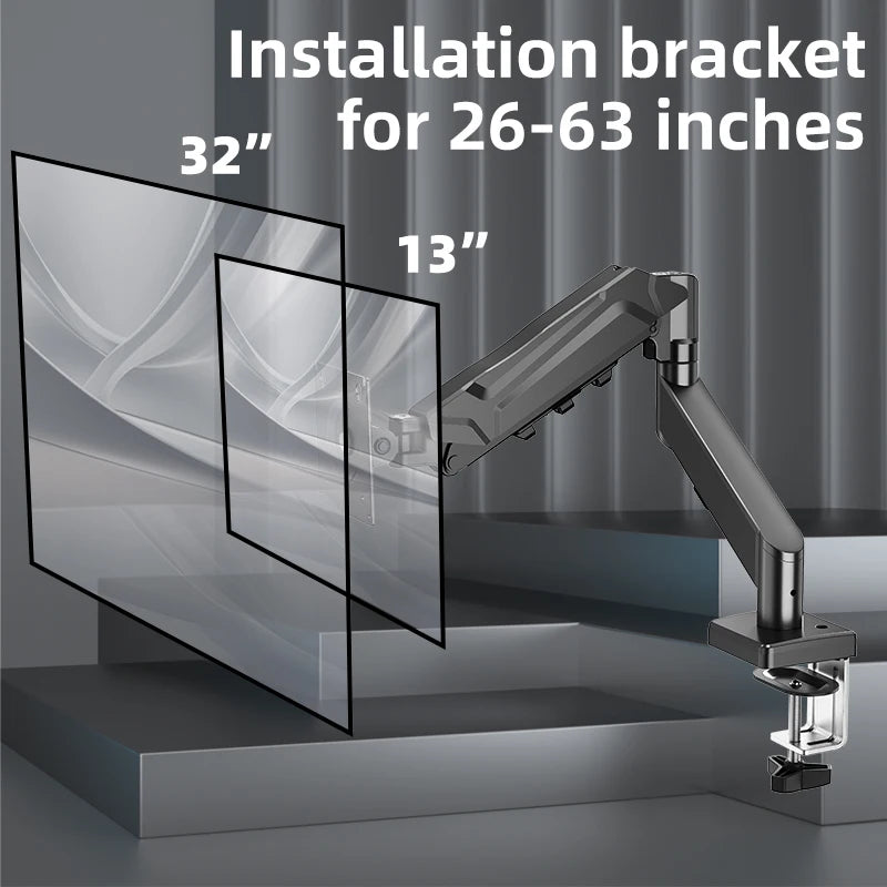 Adjustable Gas Spring Single Monitor Arm for 13-32 Inch Screens with Clamp Stand