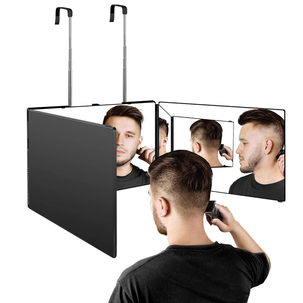 S Travel Portable 360 Trifold Vanity Makeup Mirror with Height Adjustable Telescoping Hook for Hair Self Cutting Fordable Mirror - Buy online at  Vibe In Cart.