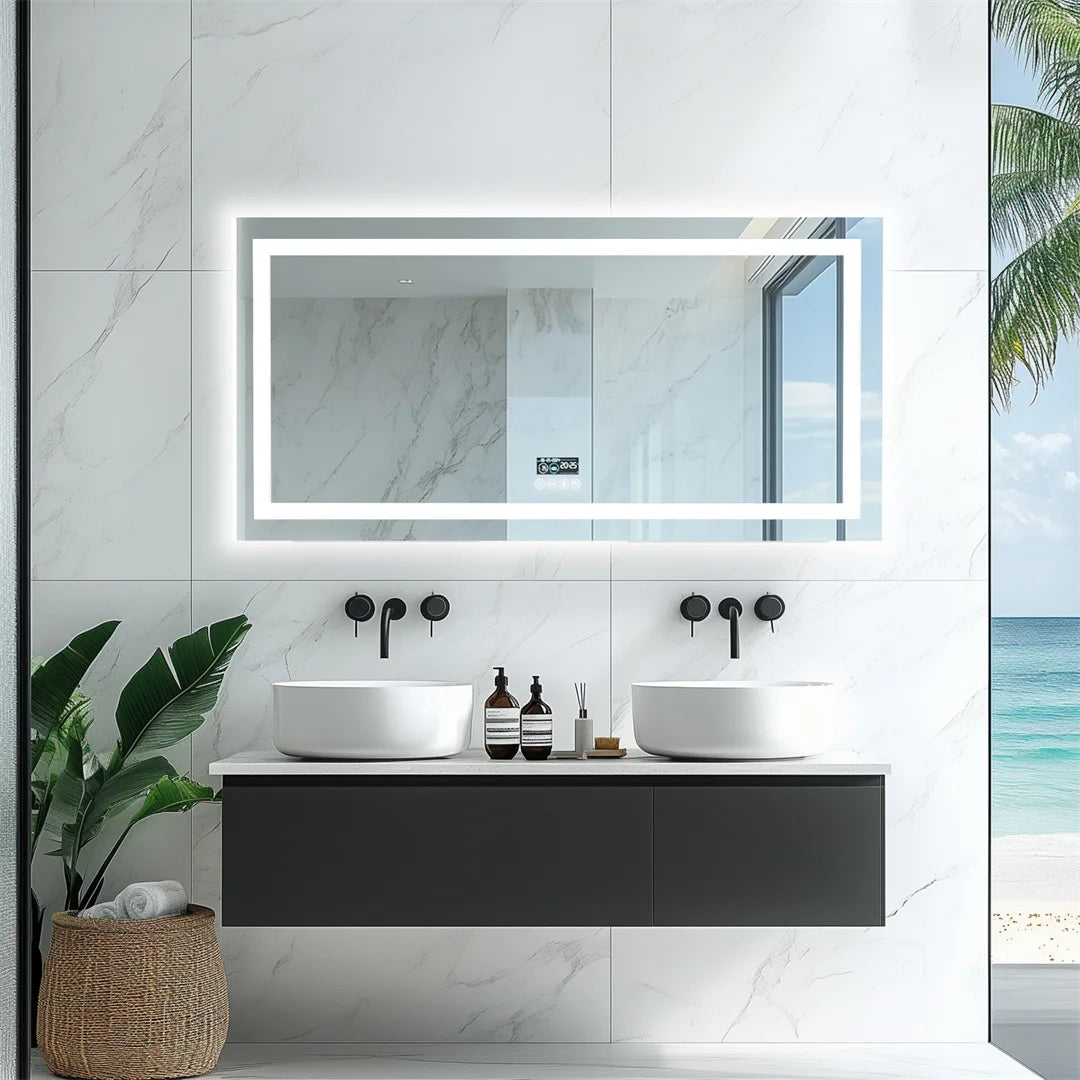 LUVODI Large Illuminated Bluetooth Bathroom Mirror Rectangle Anti-fog LED Bathroom Vanity Mirror with Bluetooth Speaker 3 Color - Buy online at  Vibe In Cart.